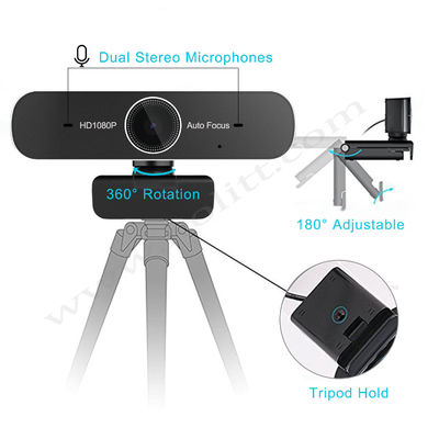 80 degrés d'USB d'ordinateur mise au point automatique du webcam de pleine HD 1080P 60FPS