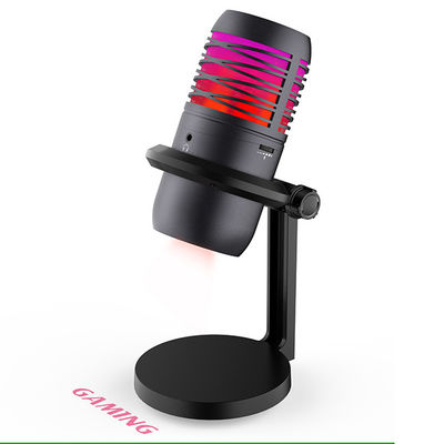 Live Stream Condenser Mic avec des lumières de RVB assourdissent/gains/sortie/contrôle du volume d'écouteur