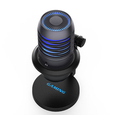 Live Stream Condenser Mic avec des lumières de RVB assourdissent/gains/sortie/contrôle du volume d'écouteur