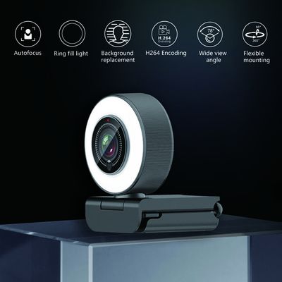 Format de la mise au point automatique H.264 de caméra de Live Streaming Webcam USB avec Ring Light