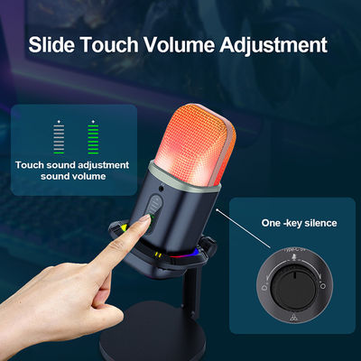 Microphone cardioïde omnidirectionnel de microphone de condensateur de RVB USB avec des lumières de LED